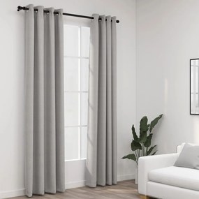 321169 vidaXL Cortinas opacas aspeto linho c/ ilhós 2 pcs 140x225 cm cinzento