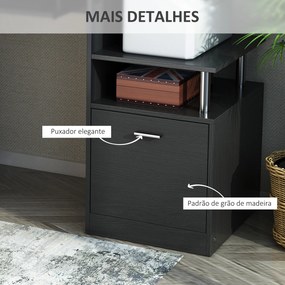 Secretária para Escritório de Madeira MDF 152x60x88 cm Preto