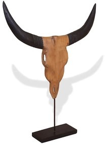 Touro Crânio Escultura Teca 66x15x88 cm