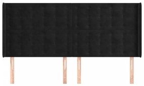 Cabeceira de cama c/ abas veludo 163x16x118/128 cm preto