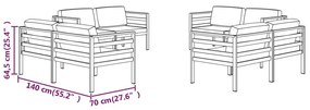 8 pcs conjunto lounge jardim com almofadões alumínio antracite