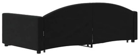 Sofá-cama com gavetão e gavetas 90x200 cm veludo preto