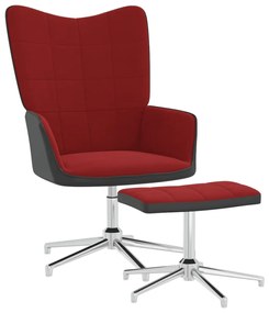 Cadeira de descanso com banco PVC e veludo vermelho tinto