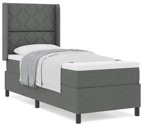 Cama com Estrado e Colchão - Cinza Escuro, 80x200 cm em Tecido