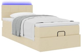 Cama otomana com colchão 100x200 cm tecido creme