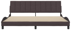 Estrutura de cama sem colchão 200x200 cm tecido castanho-escuro