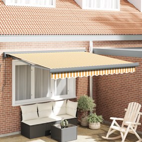 vidaXL Toldo Retrátil Automático Amarelo e Branco 300x250 cm