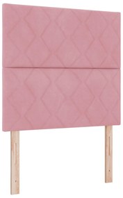 Cama Box Spring com Colchão e Banco Rosa 120x200 cm Veludo
