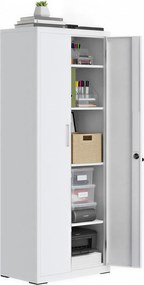 Armário arquivo escritório com portas duplas e 5 níveis 40 x 60 x 180 cm cinzento