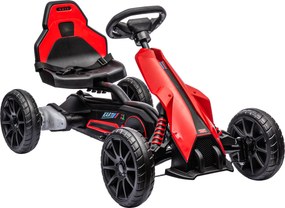 HOMCOM Go Kart Elétrico para Crianças Kart a Bateria 12V Velocidade Ajustável 3-5 km/h e Cinto de Segurança 100x58x58,5 cm Vermelho | Aosom Portugal
