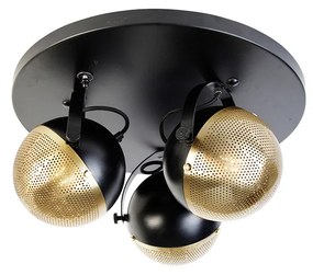 Projetores industriais pretos com latão 3-luzes - Haicha