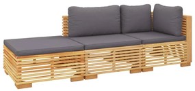 3 pcs conjunto lounge jardim c/ almofadões madeira teca maciça