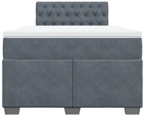 Cama boxspring com colchão 120x190 cm veludo cinzento-escuro