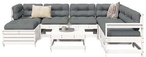 vidaXL 8 pcs conjunto sofás de jardim pinho maciço branco