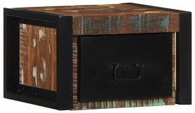 Mesa de cabeceira multicor 40x35x25cm madeira maciça recuperada