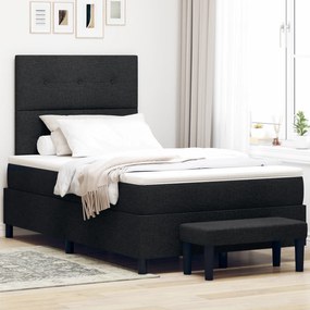 Cama Box Spring com Colchão e Banco Preto 120x200 cm Tecido