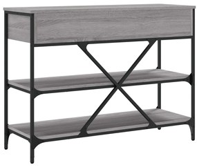 Mesa consola gavetas/prateleiras deriv. madeira cinzento sonoma