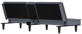 Sofá-cama com suportes para copos veludo cinzento-escuro