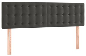 Cabeceira de cama c/luzes LED veludo 144x5x78/88cm cinza-escuro