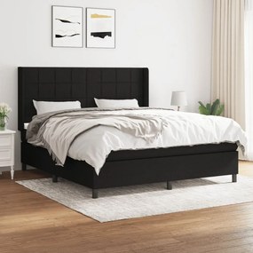 vidaXL Cama com molas/colchão 180x200 cm tecido preto