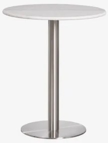 Mesa De Bar Redonda Em Pedra Natural Xiren Ø70 Cm & Mármore Branco Guangxi & Cinzento Escovado - Sklum