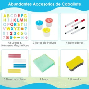 Quadro infantil ajustável de 102 a 126 cm de altura com moldura frente e verso e rolo de moldura de papel preto para crianças de 3 a 8 anos Natural +