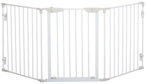 PawHut Barreira de Segurança para Animais de Estimação Barreira Dobrável de 3 Painéis 180x74,5 cm Branco