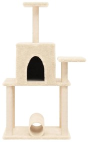 Árvore para gatos c/ postes arranhadores sisal 122 cm cor creme