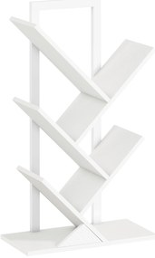 HOMCOM Estante em Forma de Árvore de 5 Níveis Estante de Livros com 5 Prateleiras e Estrutura de Aço 50x24x82 cm Branco | Aosom Portugal