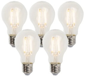 Conjunto de 5 lâmpadas de filamento LED reguláveis E27 A60 5W 470lm 2700K