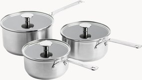 Caçarolas em aço inoxidável com tampas Classic, conjunto de 6