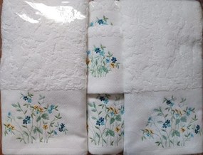 6 toalhas de banho bordadas 100% algodão com 520 gr./m2: 2 toalhas 100x150 cm - 2 toalhas 50x100 cm - 2 toalhas 30x50 cm