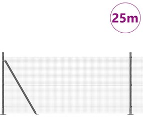 Cerca de Fio Soldado com 13 Postes Flanged Cinza 0.8x25 m Aço