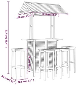 5 pcs conjunto de bar para jardim madeira de acácia maciça