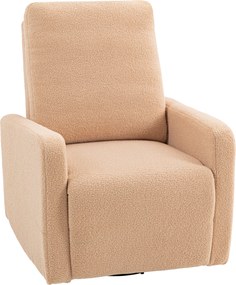 Poltrona Relax Reclinável Manual Poltrona Relax de Borreguito com Função de Baloiço 360° Reclinável até 135º 76x94x100 cm Castanho Claro