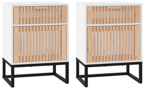 Mesas cabeceira 2 pcs 40x30x55,5 cm deriv. madeira/ferro branco