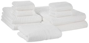 Conjunto de 9 toalhas de algodão branco AREORA Beliani