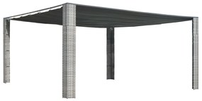 vidaXL Gazebo c/ teto deslizante vime 400x400x200 cm cinza e antracite