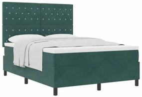 Cama Box Spring com Colchão Verde Escuro 140x200 cm Veludo