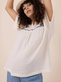 Agora -15%: Blusa de grávida em gaze de algodão, Farah da ENVIE DE FRAISE branco