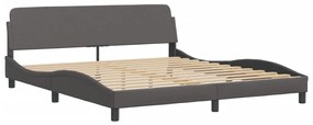 Estrutura cama c/ cabeceira 180x200cm couro artificial cinzento