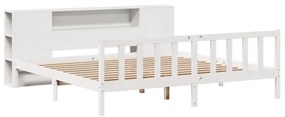 Cama com estante sem colchão 180x200 cm pinho maciço branco