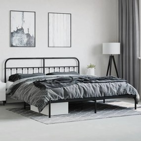 Estrutura de cama com cabeceira 200x200 cm metal preto