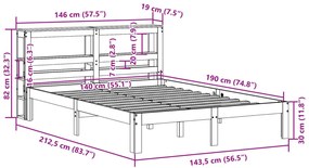 Cama sem colchão 140x190 cm pinho maciço castanho-mel
