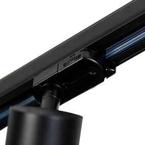 Sistema de iluminação de trilho trifásico moderno com 5 focos pretos GU10 111 mm à esquerda - Trifásico Jeany