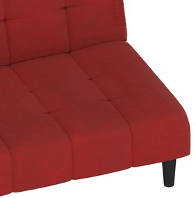 Sofá-cama de 2 lugares veludo vermelho tinto