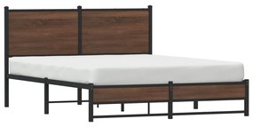 Estrutura cama com cabeceira 140x190cm metal carvalho castanho