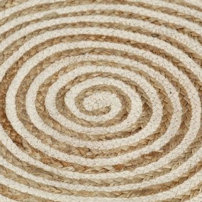 Tapete artesanal em juta com design em espiral branco 120 cm