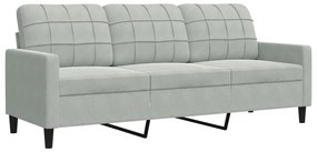 4 pcs conjunto de sofás com almofadões veludo cinzento-claro