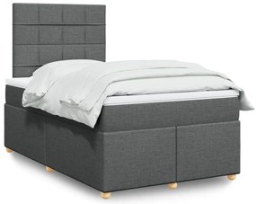 Cama boxspring com colchão 120x190 cm tecido cinzento-escuro